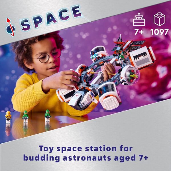 LEGO City Station spatiale modulaire STEM Jouet scientifique d'exploration modulaire avec 6 figurines d'astronaute, cadeaux pour garçons, filles et enfants âgés de 7 ans et plus, jouet de construction