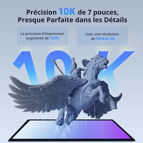 Anycubic Photon Mono 4 Ultra Imprimante 3D Résine, Écran LCD Mono 7” 10k avec Source Lumineuse COB, Vitesse Max120mm/h, Écran Tactile HD avec 8 Langues, Taille d'impression 153,4x87x165 mm