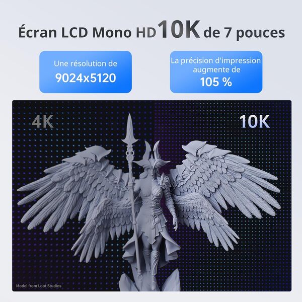 ANYCUBIC Photon Mono 4 Imprimante 3D Résine, Imprimante Résine 7'' 10K Mono LCD avec Matrice LighTurbo et Plateforme d'impression, Grande Taille d'impression de 153,4x87x165mm