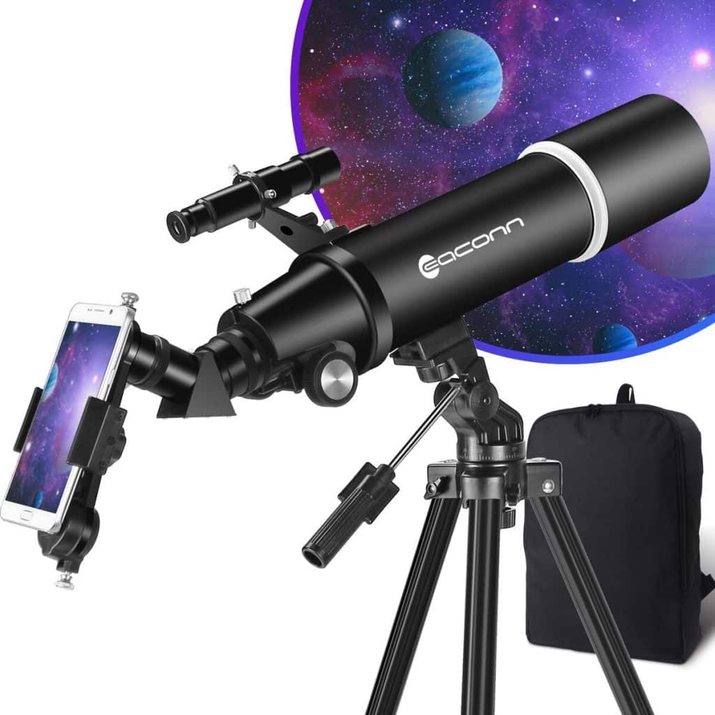 Test du télescope d'astronomie 80 mm portable pour débutants