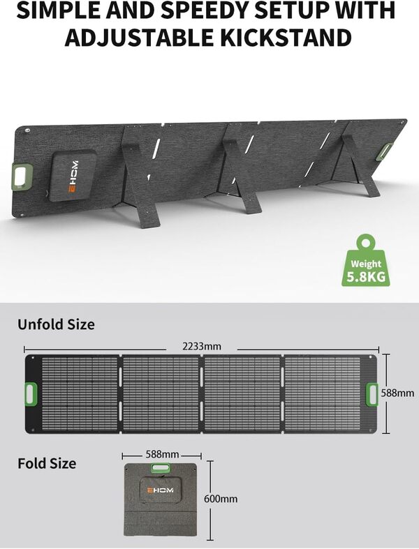 EHOM EP1650 Centrale électrique portable avec panneau solaire de 200W, 1024Wh générateur solaire LiFePO4, 3 * 1650W CA,ultra-silencieuse, pour la maison, les voyages, le camping et le jardin